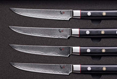 MCUSTA Zanmai Damascus 4pc Steak Knife Set